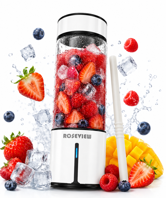 ROSEVIEW Blender Smoothie Portable jet blend smoothies Glass bottle Mini USB rechargeable Handheld battery hand Mixer Cup juicer Cordless (US)