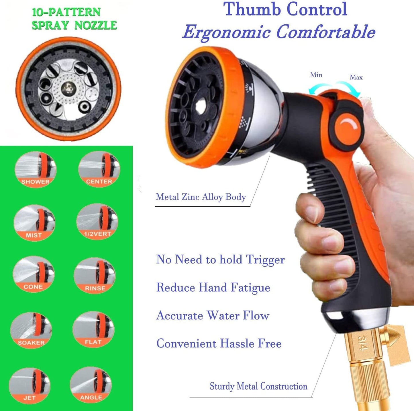 Garden Hose Expandable 75ft 100ft 150ft  Expanding  75 feet 100 foot 150 (CA, BlueOrange)