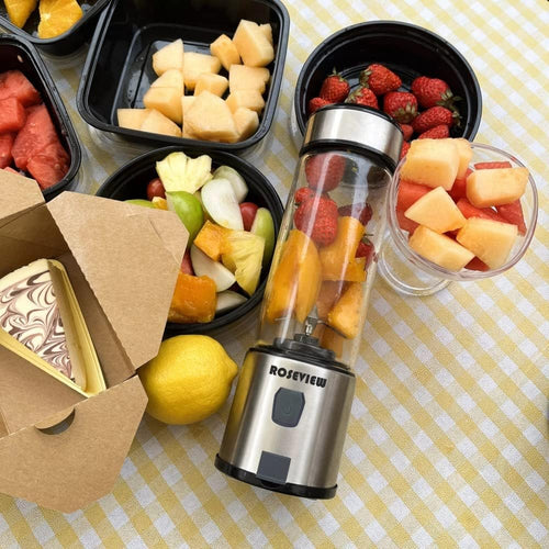 ROSEVIEW Blender Smoothie Portable jet blend smoothies Glass bottle Mini USB rechargeable Handheld battery hand Mixer Cup juicer Cordless (US)