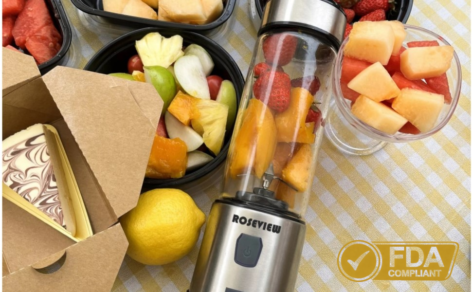 Load video: ROSEVIEW Portable Smoothies Blender  15 Oz / 450ml High Borosilicate Glass bottle Mini Cordless USB rechargeable Handheld Ice crushing Shakes Cup